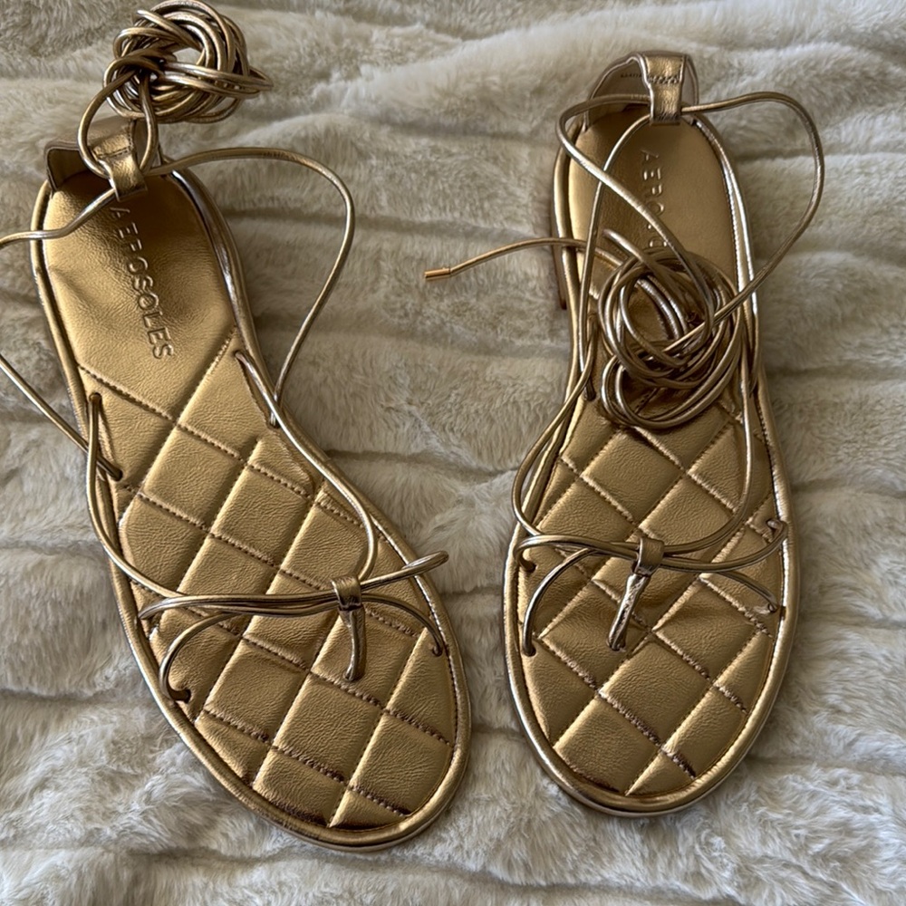AEROSOLES Metallic Gold Women's Sandals
